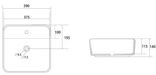 Раковина ABBER Rechteck AC2215 39см белый